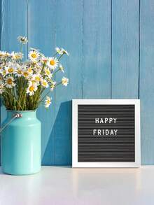 1 件黑色毛毡字母板墙饰，搭配优雅的深色木框和白色字母，高品质可互换字母牌，适用于家居装饰、励志名言、婴儿公告、价格清单、留言板，也适用于房间、卧室和圣诞节装饰。 - 彩色 - 查看 4