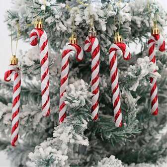 6 件圣诞拐杖糖饰品 - 节日圣诞树装饰吊坠、棒棒糖工艺品、DIY 花环配件和节日派对用品、圣诞装饰、圣诞