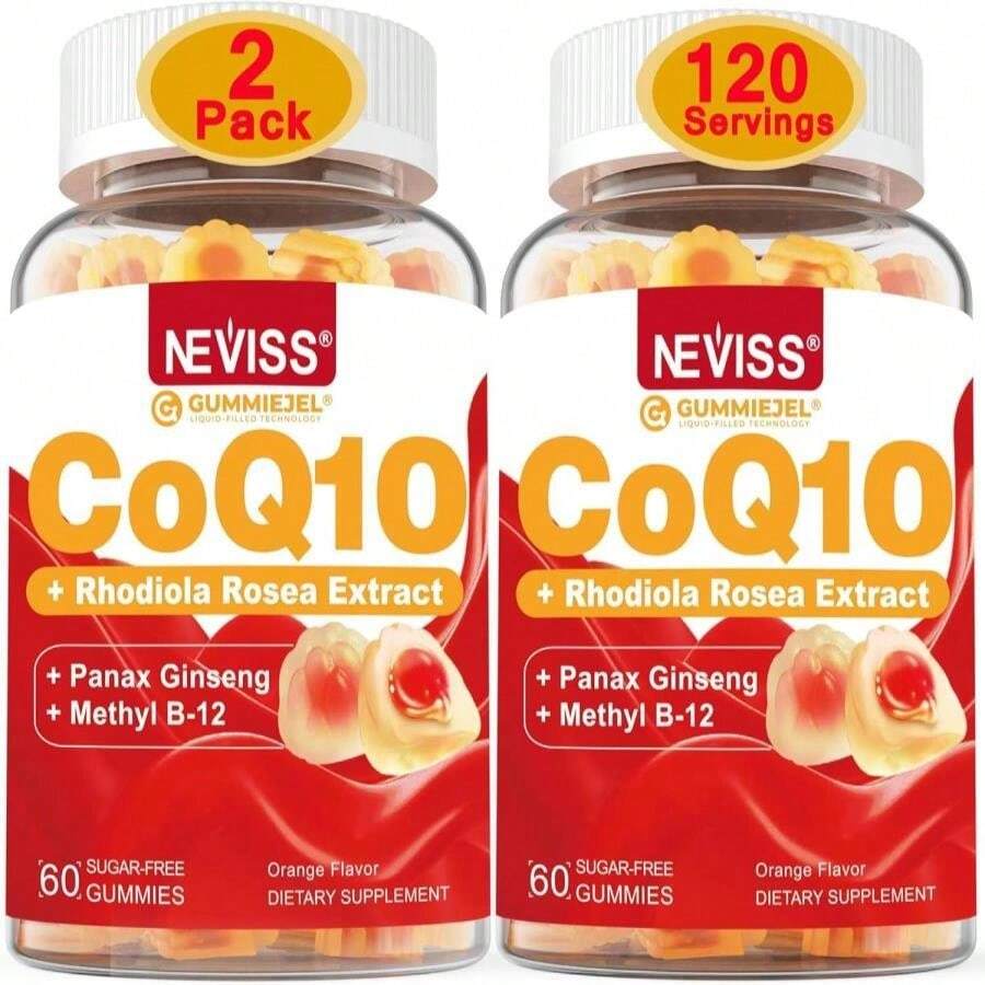 Sugar Free CoQ10-200mg 400mg Filled Gummies - 2 Months Supply - W_ Vitamin B12 1000mcg, Rhodiola Rosea &Amp; Panax Ginseng, B6, Coenzyme Q10 Supplement For Hear-T, Energy, Antioxidant, Ultra Absorption - Flavor NameB - 查看 1