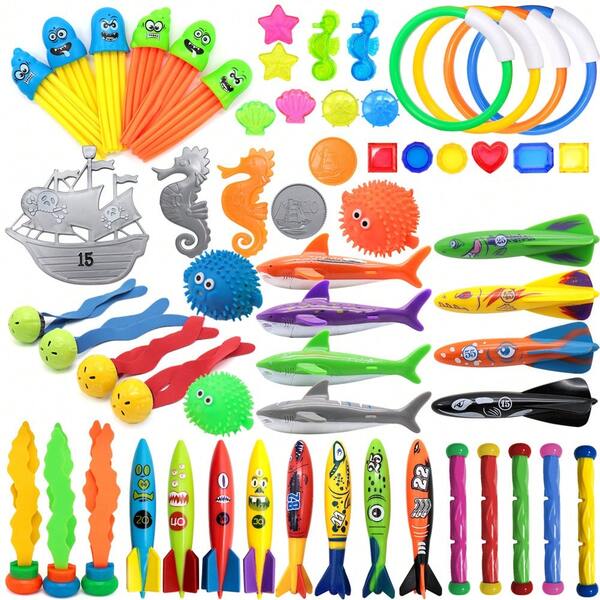3/4/6pcs, Swimming Pool Diving Toy Set, Diving Jellyfish, Diving Torpedoes, Underwater Swimming Pool Training Toys, Diving Game Training, Random Color Swimming Pool & Water Play Equipment, Squid Shaped Diving Equipment,Adult Party Games