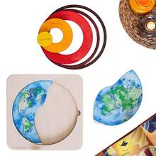 木制地球层拼图木制地球拼图玩具地质层认知地理科普学习教区儿童益智玩具教育套装生日礼物 - 彩色 - 查看 4