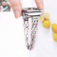 Correa de reloj de metal con oso decorado con rhinestones, elegante y de moda - 42/44/45(XL) - Ver 6