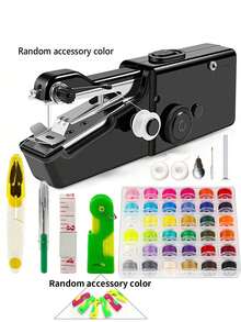 1 Conjunto Máquina de Costura Portátil Manual com 36 Bobinas, Adequada para DIY, Roupas e Costura Elétrica e Manual para Viagens, Incluindo Acessórios de Cores Aleatórias, Disponível nas Cores Preto, Branco, Rosa