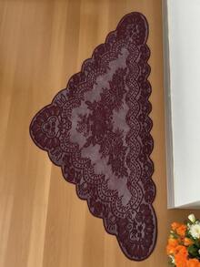 1pc 130cm*60cm Deep Wine Red Lace Trim, Decorative Fabric For Clothing, Lampshade, Tablecloth, Dress Hem