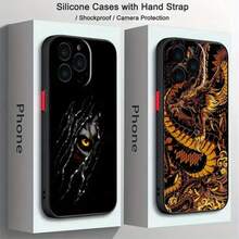 Arte de Dragón Retro de Moda, Diseñado con Ojos, Adecuado para Varios Modelos de de Apple, Incluyendo 16, 15, 14, 13, 12, 11, 8,, XR, XS, Pro, y Plus.Esta funda de TPU suave y transparente mate ofrece protección. - Colores mixtos - Ver 3