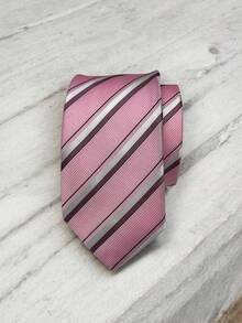 Luxury Men's Skinny Ties Polyester Silk Solid Polka Dot Striped Check Skinny Jacquard Groomsman Tie - 淺粉色 - 查看 2