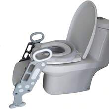 Asiento Entrenador para Inodoro Acolchonado con Escalera (Rosa/Blanco) - Gris - Ver 9