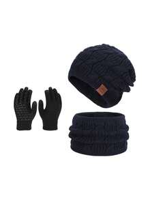 Women's 3 PiecesHat, Scarf And Gloves Set / 2-Piece Hat And Scarf Set / Single Women's Knitted Beanie Hat With Ear Warmer, Autumn/Winter Valentines Gift - 9983-3 - View 19