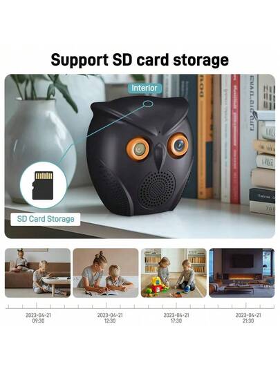 Owl Design WiFi Camera, Full HD Lens, Smart Home Security Camera, Two-Way Audio, Full-Color Night Vision, Motion Detectio, Cloud Storage/TF Card Storage, Home Monitor, Pet Monitor, Suitable For Indoor And Outdoor Use, ICSEE APP view 5