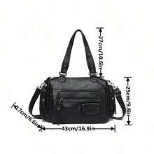 Women's Retro Style Large Capacity Shoulder Tote Bag With Multiple Pockets - Bronze - View 4