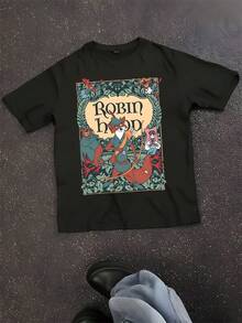 Robin Hood Distressed Shirt Little John Sherwood Forest - 黑色 - 查看 1