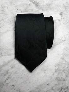 Luxury Men's Skinny Ties Polyester Silk Solid Polka Dot Striped Check Skinny Jacquard Groomsman Tie - Navy - Xem 1