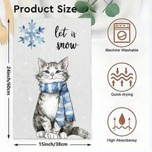 1 pièce/2 pièces/100 pièces Serviettes de cuisine et lavettes avec motif d'impression de chat de Noël, convient pour la décoration intérieure des restaurants, cuisines, salles de bain, décoration de fête, cadeaux de Noël