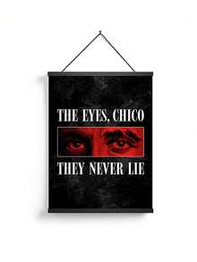 1pc Inspirational Quote Canvas Wall Art Poster, "THE EYES CHICO THEY NEVER LIE" Typography Print, Mysterious Close-Up Eyes Warning Artwork, Aesthetic Wall Decor For Living Room Decor, Bedroom Decor, Bathroom Decor, Corridor And Office Decoration, Modern Motivational Poster For Holiday Home Decor Accent, Optional Frame Hanging Canvas Poster - Multicolor - View 10