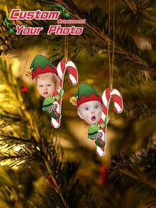 1 pieza Adorno de foto personalizado, decoración navideña personalizada, recuerdo de acrílico divertido, regalo navideño reflexivo para la familia, nuevas mamás, nuevos papás, adorno único para el árbol de Navidad - Multicolor - Ver 2