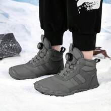 Botas cortas impermeables para hombres, botas de invierno de tacón bajo, zapatos de invierno negros de moda, botas de nieve cálidas, botines