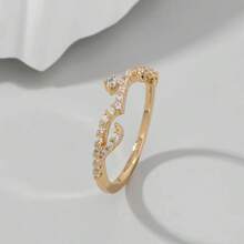 خاتم بيان الحب العربي المطلي بالذهب عيار 18 قيراط مرصع بالزركونيا، أنيق وعملي للنساء والأحباء، مناسب للاستخدام اليومي والحفلات والأعياد والمناسبات، هدية مجوهرات أنيقة