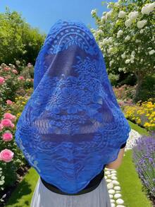 1pc 130cm*60cm Navy Blue Lace Trim, Decorative Fabric For Clothing, Lampshade, Tablecloth, Dress Hem