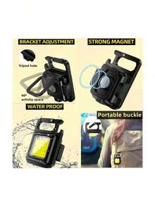 Mini Linterna Led Llavero, lámpara De Mano Recargable Usb - Negro - Ver 4