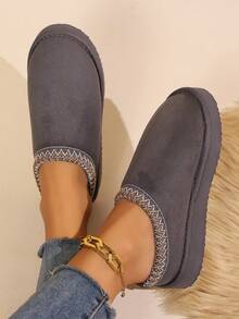 女士低帮室内舒适拖鞋冬季保暖鞋 - 灰色 - 查看 3