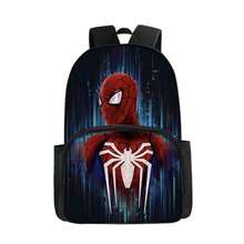漫威蜘蛛侠双拉链背包，带可调节肩带，学生背包 - 彩色 - 查看 6