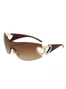 1-Piece Large-Frame Women's Multi-Color Y2K Fashion Sunglasses, Sporty Sunglasses, Fashion Sunglasses With Bohemian Style, Suitable For Parties And Summer Travel, Beach Accessories, Christmas Gifts. - 棕色 - 查看 4