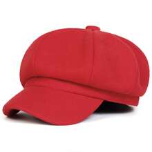 1 pieza Sombrero octogonal de fieltro de lana de unicolor para mujer, boina de moda, versátil para exteriores, casual, negocios, fiestas, cálido para otoño/invierno - Multicolor - Ver 13