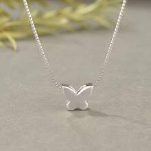 1個925銀蝴蝶吊墜項鍊,獨特設計,優雅奢華,鎖骨鏈 - 銀色 - 查看 10