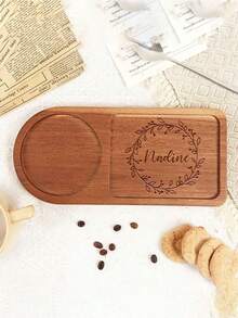 1pc Customized Wooden Tea & Cookie Tray, Coaster, Vintage Coffee Cup Mat, Tray, Tea & Cookie Pad, Wooden Coffee Serving Board, Anniversary Gift, Wedding Gift, Engraved Wooden Board, Tea & Coffee Lover Gift, Christmas, New Year, Thanksgiving Gift
