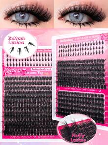 276/252 件独立睫毛簇 60D/80D D 卷曲 10-18 毫米 DIY 单根睫毛延长套装，超浓密、蓬松、自然、可重复使用，适合家庭使用、外出、日常生活、婚礼、约会、派对、音乐节和旅行 - 黑色 - 查看 2