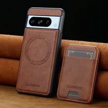 OUKNOEO 可拆卸磁吸无线充电仿皮手机壳，兼容 17 Air 16e 15 14 13 Pro Max S26 S25 Edge S24 Ultra Plus A37 A57 Pixel 10 9 8 7，带卡盒，3 个卡槽，防盗刷卡包