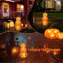 Fantasma Inflable de Halloween 1.2m, Decoraciones de Patio con e inserción Fija, Fantasma de Calabaza Inflable Iluminado, Cabeza de Tres Calabaza Halloween Inflable con Luces LED, Decoración Halloween, Halloween Juguete Inflable al , para jardín y césped - Naranja - Ver 5
