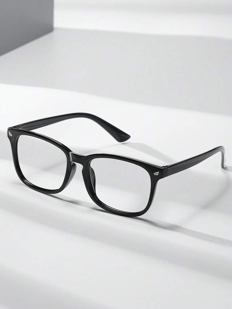 1 par svarta geometriska helbågade plastglasögon, modern minimalistisk stil, transparenta glasögon för män, lämpliga för dagligt kontor, helgfritid, singelfest, skolstart och alla ansiktsformer - färglös - Visa 16