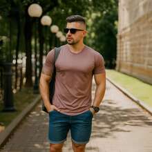 Kit Of 3 Classic Modal T-Shirts, Quality And Durability For Men, Modella - BROWN+WINE+GREEN - View 5