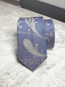 Luxury Men's Skinny Ties Polyester Silk Solid Polka Dot Striped Check Skinny Jacquard Groomsman Tie - 淡紫色 - 查看 1