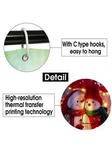 1 pièce/4 pièces Ensemble de décorations de Noël bonhomme de neige comprenant un rideau de douche imperméable avec 12 crochets, une housse de siège de toilette, un tapis de bain antidérapant et un tapis de sol en polyester lavable. Convient pour la décoration de la salle de bain, de la chambre, de la maison et du salon.
