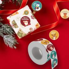 [Christmas Essential] 500pcs Envelope Sticker Set! 1-Inch Round Design, Santa Claus/Snowman/Christmas Tree/Gingerbread Man Pattern, Holiday Card, Gift Wrapping, Party Decoration Stickers