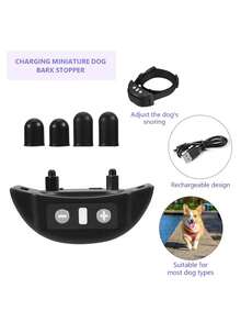 USB Rechargeable Automatic Anti-Bark Dog Collar, Waterproof Anti-Barking Training Collar, Control Collar, Smart Bark Stopper, Pet Supplies, Suitable For Small & Medium Dogs, All Breeds, Black