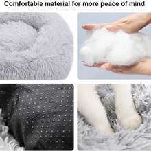 1 chiếc đệm nằm tròn dài mềm mại bằng vải nhung, thích hợp cho mèo hoặc chó nhỏ, cỡ vừa và nhỏ, ấm áp và thoáng khí cho mọi mùa, phù hợp cho chó và mèo, dễ vệ sinh, đồ dùng cho thú cưng. - Xám - Xem 5