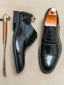 男士正装系带鞋、男士奢华商务正装牛津鞋（黑色和棕色）、婚礼和派对尖头正装鞋、冬季时尚牛津鞋、绅士工作鞋、2025年秋季新款时尚派对布洛克休闲德比鞋、春季舒适绅士新郎婚鞋、办公室经典正装休闲正装鞋、职业装复古三带皮鞋 - 黑色 - 查看 3