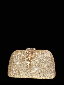 Bộ trang sức đính đá lấp lánh gồm dây chuyền, bông tai và vòng tay, kết hợp với túi xách cầm tay sang trọng, thích hợp cho các bữa tiệc, đám cưới lãng mạn, túi đeo vai mùa xuân/hè, túi cô dâu, các buổi khiêu vũ trang trọng. - Vàng - Xem 5