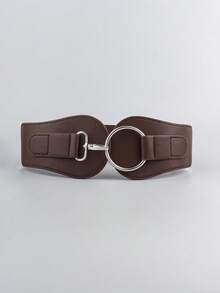 1pc Women Brown Circle Shirt Elastic Belt For Dress - Coffee Brown - View 12