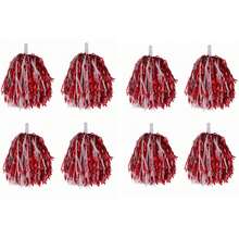 2 件带棍柄的啦啦队绒球，金属箔绒球 20 克，适合团队精神运动、派对、舞蹈、欢呼