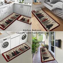 1/2/3pcs Christmas Kitchen Carpet, Red Checkered Christmas Tree Decoration Floor Mat, Anti-Slip Christmas Kitchen Floor Mat, Thickened Flannel Material Soft, Comfortable, Easy To Clean, Suitable For Kitchen, Bedroom, Living Room, Door, Bathroom Entrance, Laundry Room - 彩色 - 查看 7
