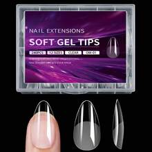 240 Sets Of Soft Gel Nail Tips Kits, Almond-Shaped Long Transparent Semi-Matte Surface, Geometric Patterns, No Trace, Easy To Apply Fake Nails, Manicure Supplies - 半磨砂護甲片01[240片] - 查看 2