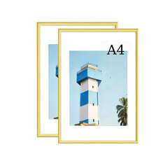 1pc/2pcs Metal Photo Frame, Aluminum Frame, Suitable For Wall Or Desktop Display, Poster, Art Painting, Minimalist & Fashionable Aluminum Alloy Frame, Suitable For Home Living Room, Bedroom, Office Decor, Sizes Include Gold, Silver, Black Aluminum Frames, 30X40cm/A3/A4
