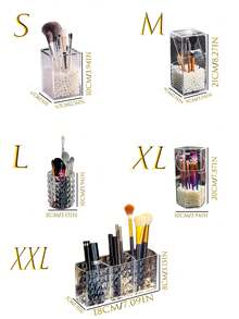 1pc Plastic Transparent Storage Box, Multifunctional Acrylic Storage Box, Desktop Pen Holder Makeup Brush Rack, Stationery Organizer Storage Box, Makeup Brush Storage Box, Desktop Beauty Tool Cosmetic Storage Bucket, Lipstick Storage Box, Pen Holder, Brush Organizer, Desktop Organizer Storage Box, Makeup Brush Storage Bucket, Back To School, Study Supplies, Cute Stationery, Campus Style, Stationery, Writing Pens, Makeup Brushes, Eyebrow Pencils - Clear - View 3