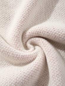 做旧破洞流苏下摆休闲宽松男女通用针织衫，饰有英文字母和星星印花，圆领，落肩，长袖，秋冬街头风。 - 杏色 - 查看 11