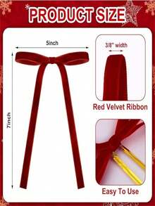 12/24/48pcs Vintage Velvet Christmas Bows For Tree Decoration, Rustic Crafts & Gifts, Classic Polyester Ribbon Bows For Christmas Valentine's Day Wedding Birthday Holiday Home & Wedding Decorations - Multicolor - View 4