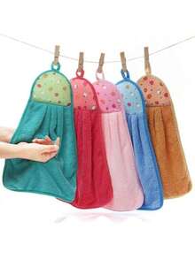 1 Pc Hanging Coral Fleece Hand Towel, Bathroom Hand Towel, Kitchen Thickened Absorbent Towel, Hanging Towel, Children's Hand Cloth